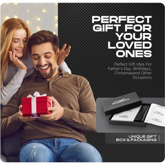 Wallet for Men’s - Genuine Leather Slim Bifold RFID Wallet - Gift for Men - Picture 6 of 7